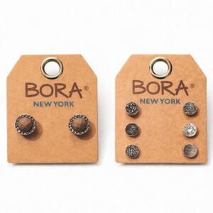 Bora New York Stud Earrings Set, 4 in total
